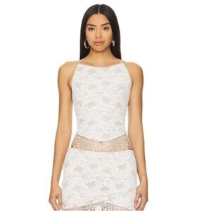 NWT Loba Revolve Elisa lace corset lace up top white sz